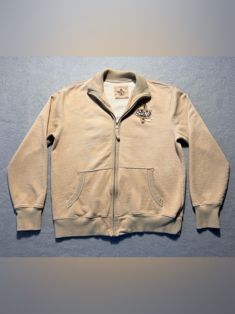 Disney Parks Mickey Surf Festival Full Zip Sweater Brown Medium Disneyland